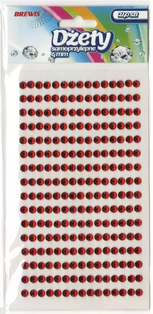 Dżety samoprzylepne czerwone 4mm 240szt - Papiernicze i szkolne