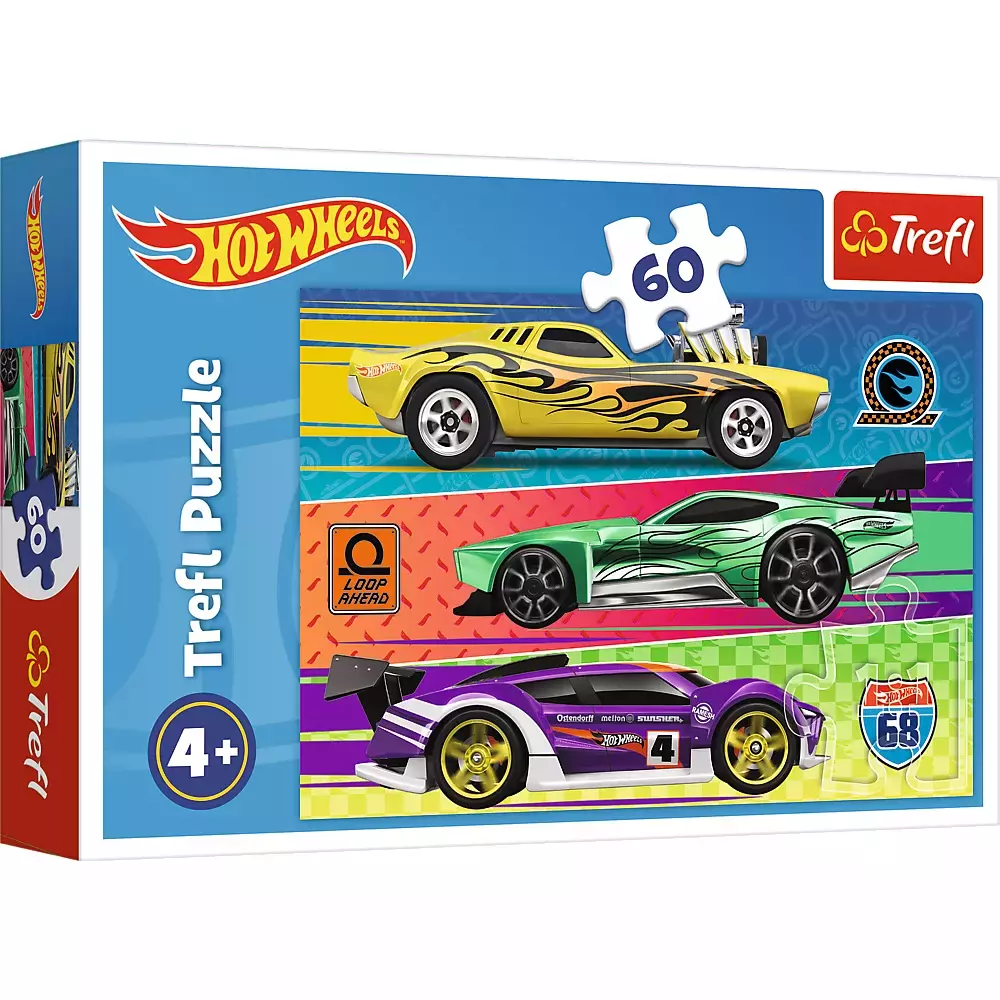 Puzzle 60 elementów. Hot Wheels Wyscig - Puzzle