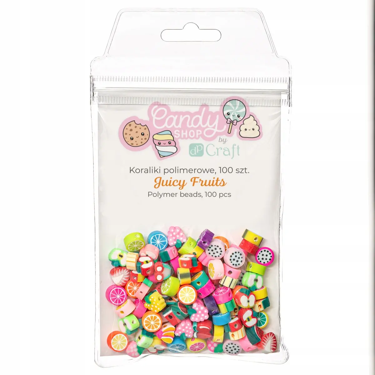 KORALIKI POLIMEROWE 100SZT JUICY FRUITS dpCraft MIX wzorów do bizuterii DIY - Papiernicze i szkolne