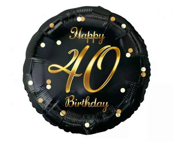 Balon Fol 46cm Happy 40 Brithday Cza/zlo Go Pbh - Papiernicze i szkolne