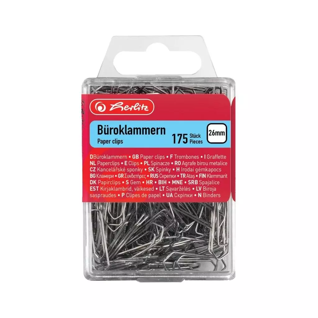 Spinacze metalowe 26mm 175szt HERLITZ - Papiernicze
