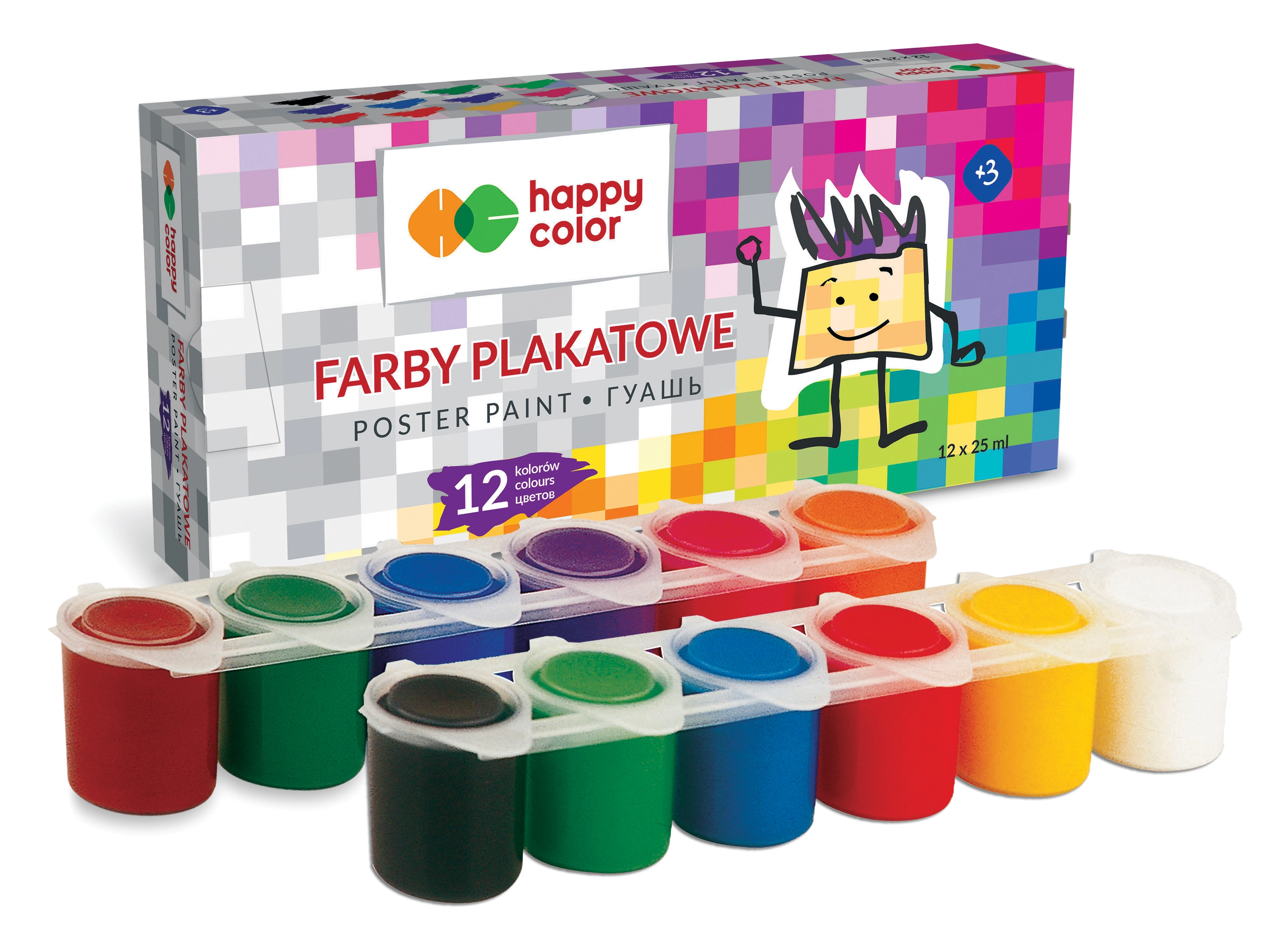 Farba plakatowa Tempera 12 kolorów HAPPY COLOR - Książki