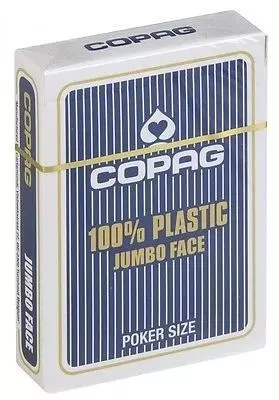 Karty do gry Copag 100% Plastic Poker size Jumbo Index granatowe - Książki
