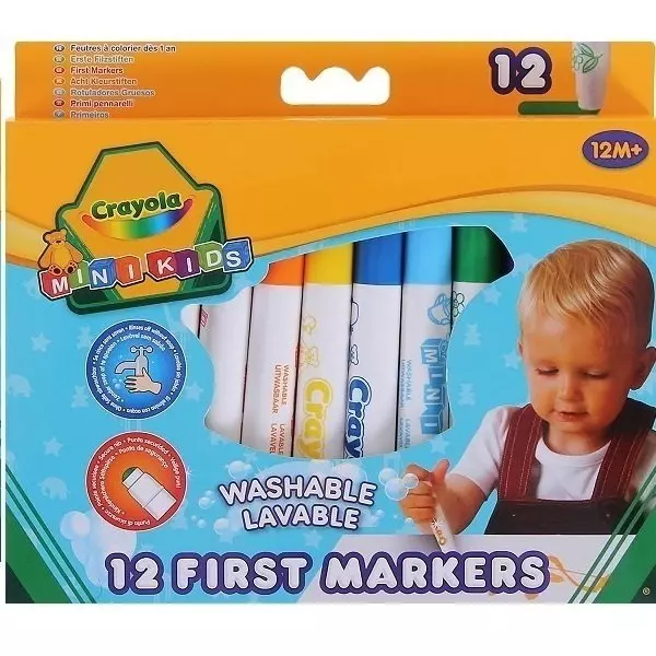 Flamastry zmywalne Mini Kids, 12 kolorów - Papiernicze i szkolne
