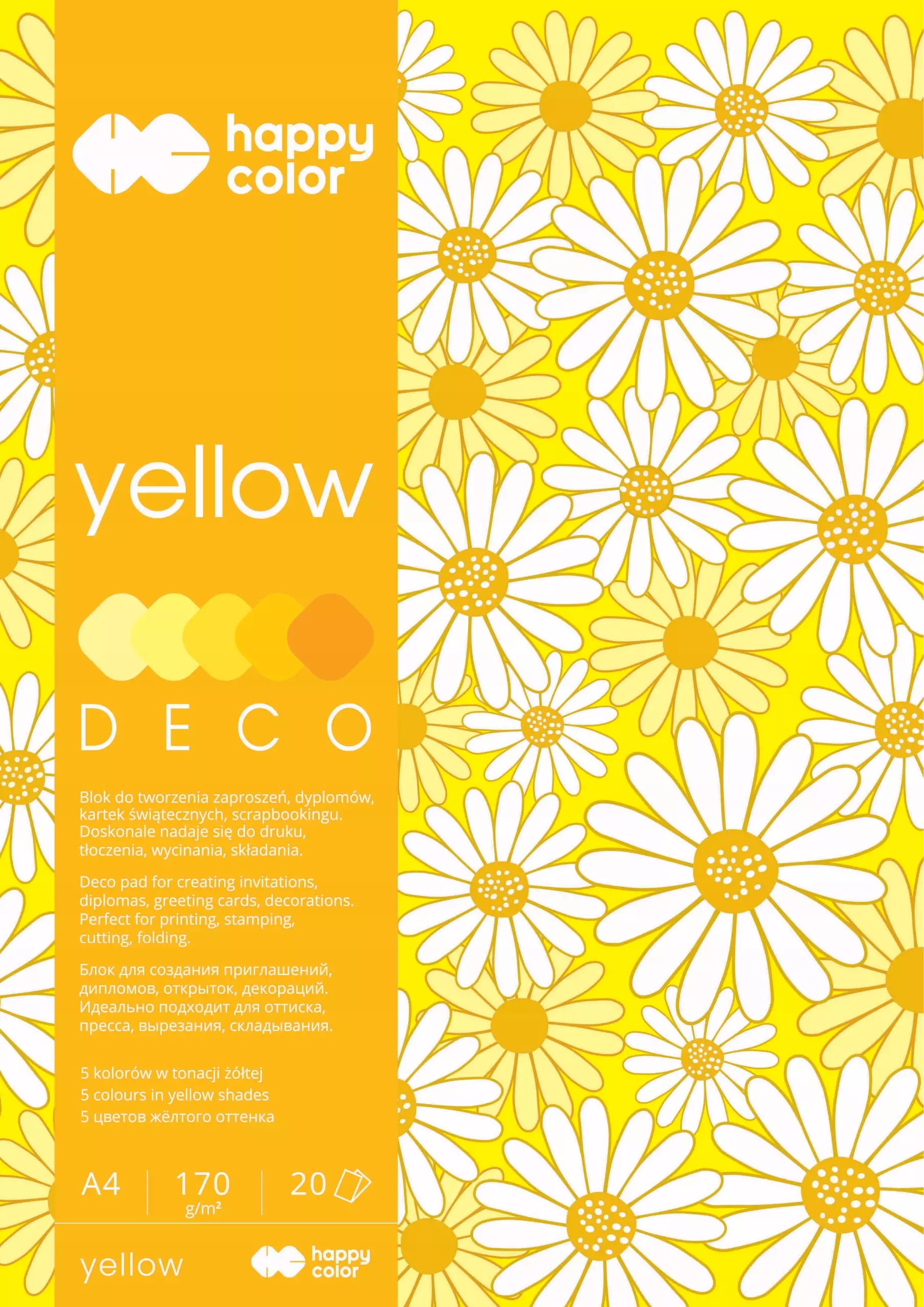 Blok A4/20K Deco Yellow 170g HAPPY COLOR - Papiernicze i szkolne