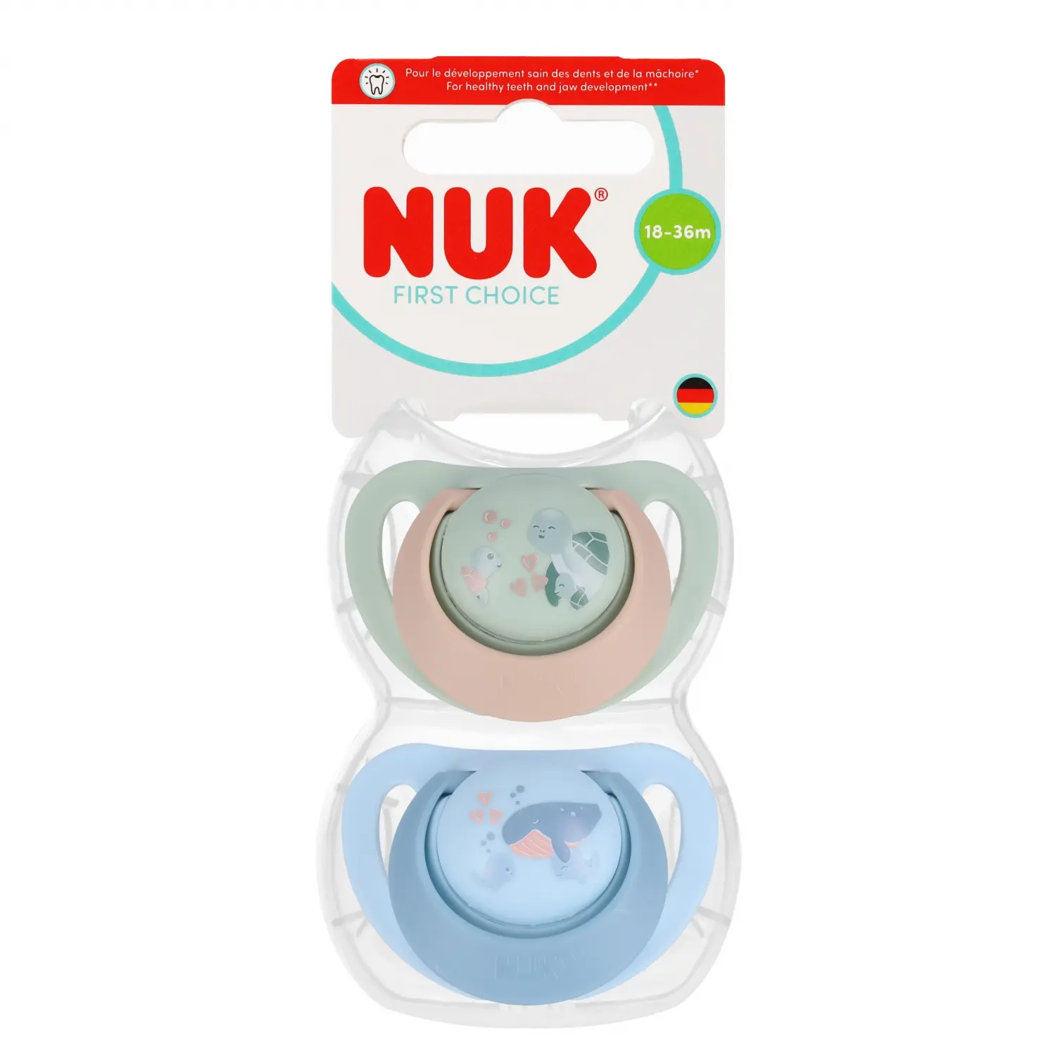 Nuk Smoczek UspokajajĄcy 2 Elementy 18-36m First Choice ŻÓŁw/wieloryb Op.2 szt. 10177246 - Mama i dziecko