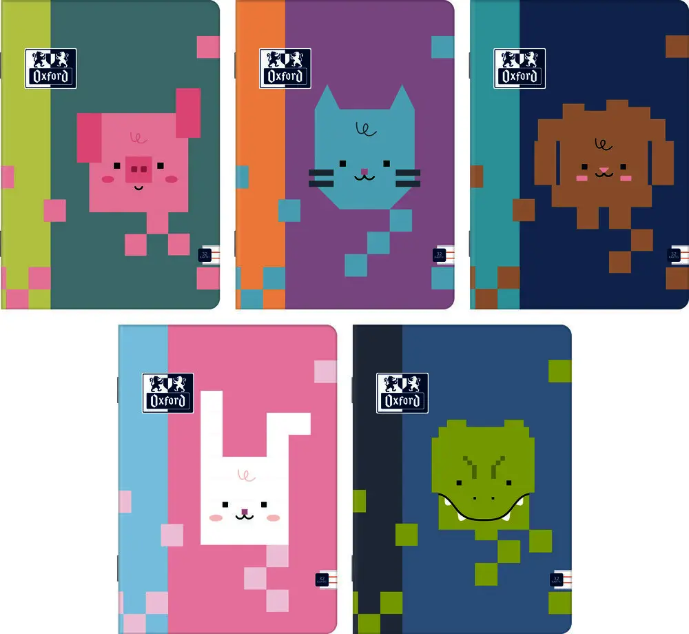 Zeszyt Oxford Zoo Blocks A4/32 kartek Linia PodwÓjna Kolorowa - Papiernicze i szkolne