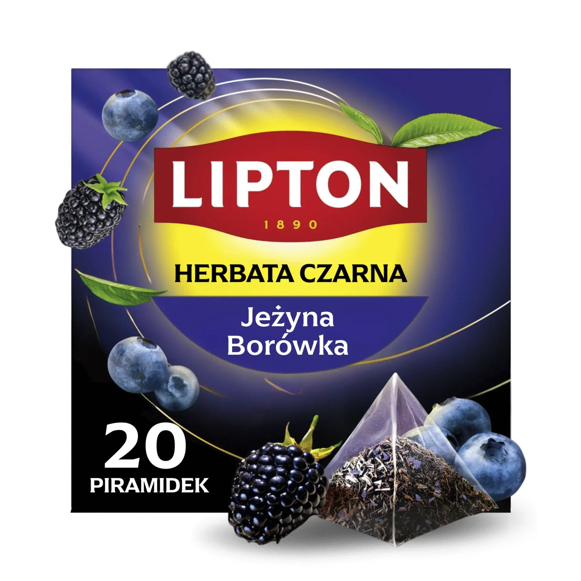 Herbata czarna Lipton piramidki Blue Fruits (borówka, jeżyna), 20 torebek - Papiernicze i szkolne