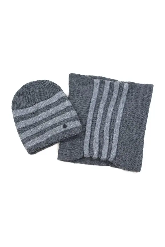 Komplet Minimalistic Stripes, szary, grafitowy - Mama i dziecko