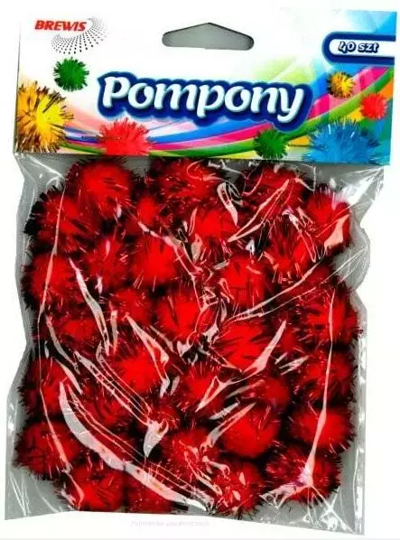 Pompony metaliczne czerwone 2cm - Książki