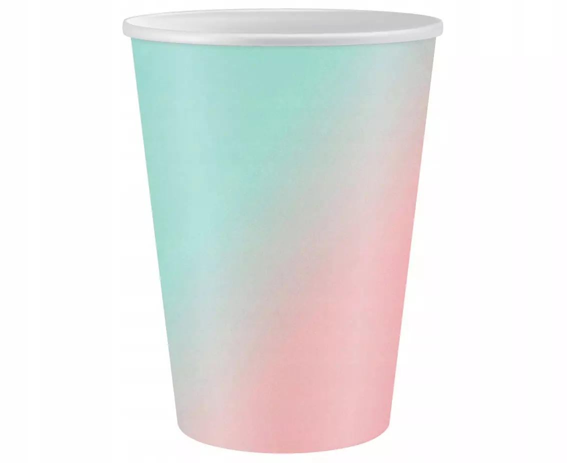 Kubeczki Papierowe Ombre Kolorowe Ozdoba Stołu Party 266 ml 6 szt. - Papiernicze i szkolne