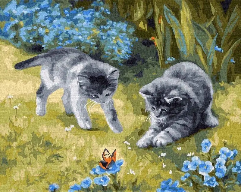 Malowanie po numerach - Koty w ogrodzie 40x50cm - Papiernicze i szkolne