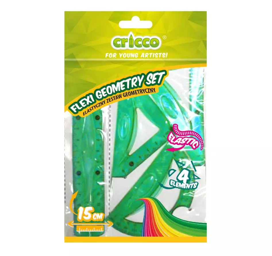Zestaw geometryczny Flexi z linijką 15cm CRICCO - Papiernicze i szkolne
