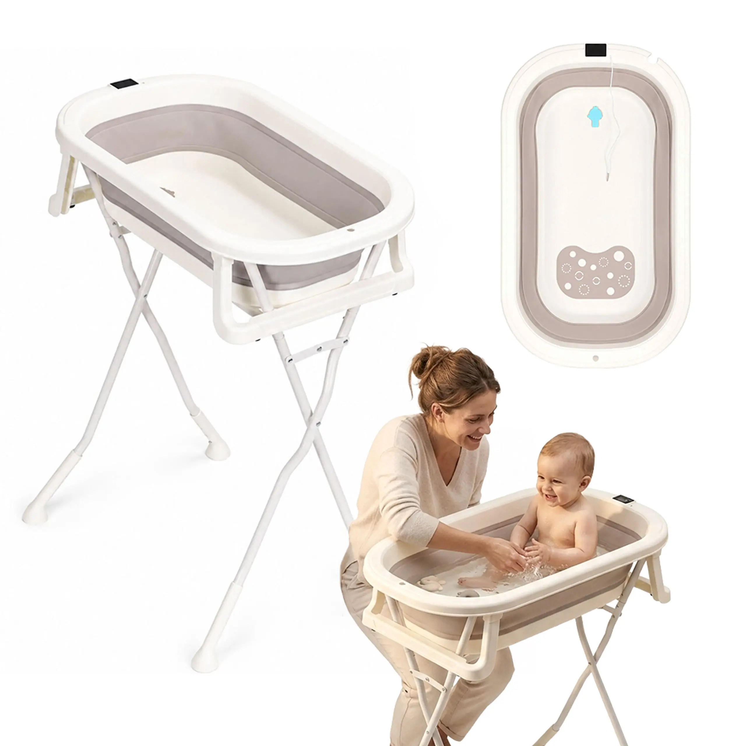 Wanienka dla dzieci na stelażu składana z odpływem termometr LCD ECOTOYS - Mama i dziecko