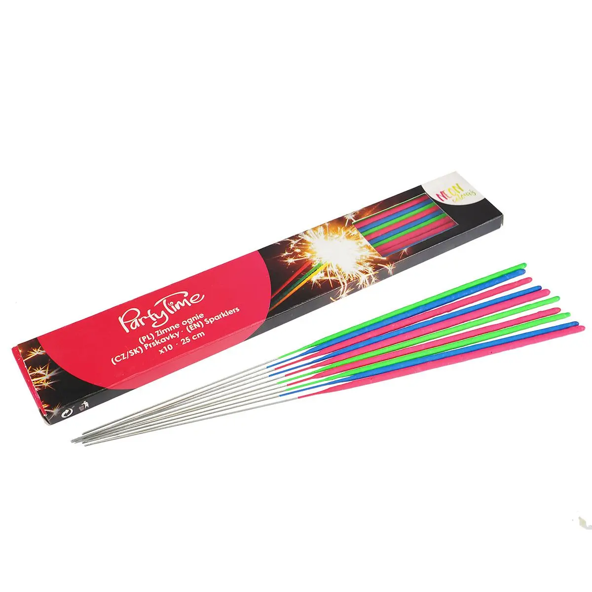 Zimne ognie neonowe kolory (10 szt.) 25cm Arpex (OS2042) - Impreza