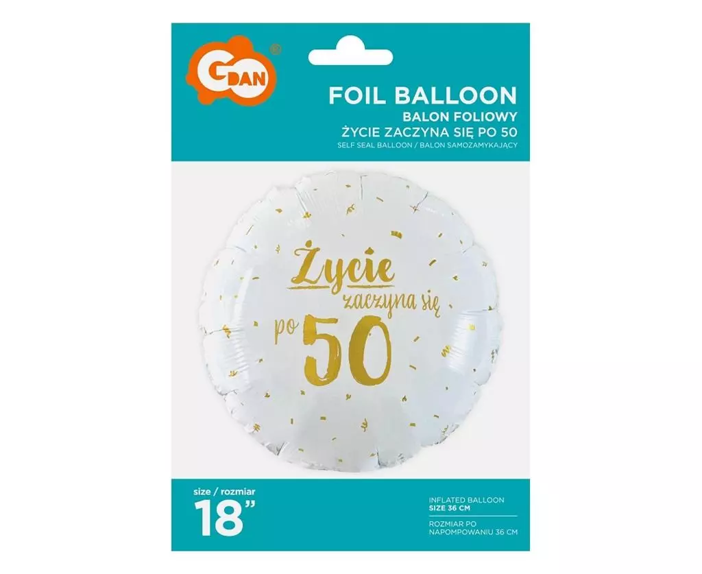 Balon foliowy Życie zaczyna się po 50 - Papiernicze i szkolne