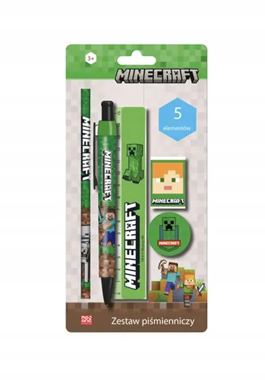 Zestaw piśmienniczy Minecraft 5-el. linijka gumka temperówka 2 ołówki, Astra - Papiernicze i szkolne