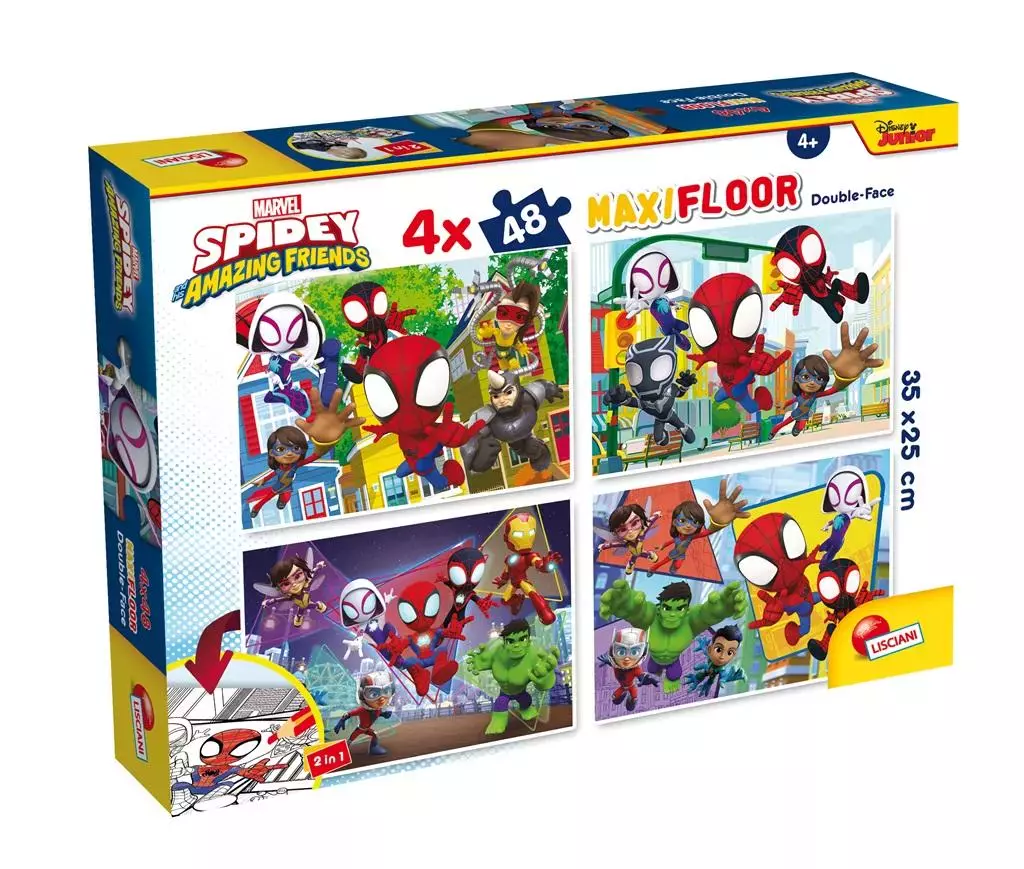 Puzzle podłogowe dwustronne Maxi 4x48 Spidey - Puzzle