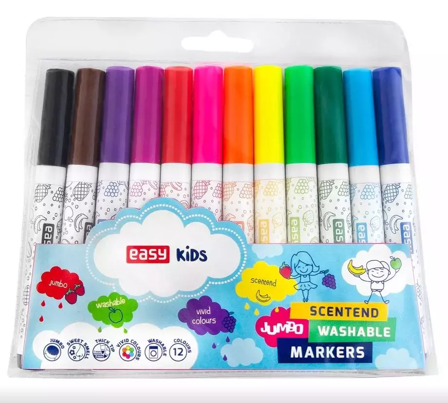 Pisaki Jumbo spiralne zapachowe 12 kolorów EASY - Papiernicze i szkolne