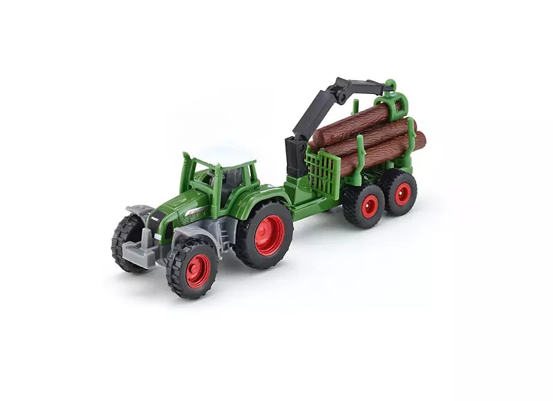 Traktor z leśną przyczepą, zielony - Zabawki