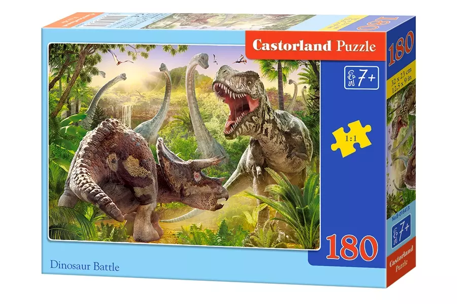 Puzzle 180 elementów. Walka dinozaurów - Puzzle