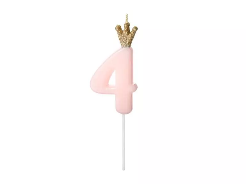 Świeczka urodzinowa 4 jasny różowy 9,5cm - Papiernicze i szkolne
