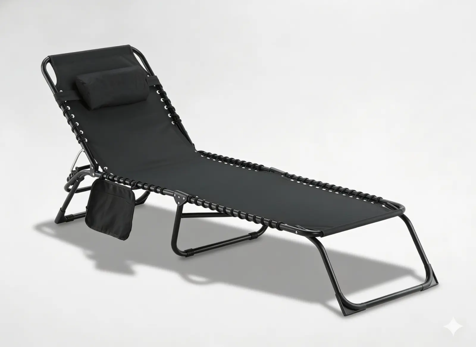 Leżak / Łóżko Ogrodowe Składane 190 x 58 x 30 cm z Kieszonką Czarne - Elektronika i akcesoria