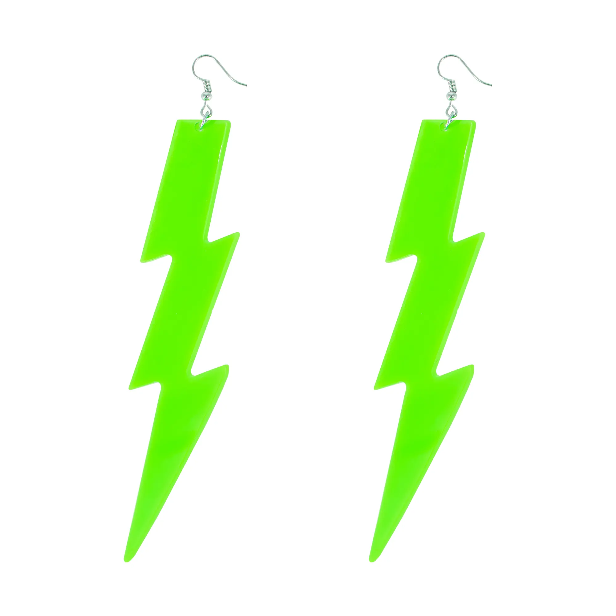 Kolczyki neonowe Błyskawice zielone 12cm - Impreza