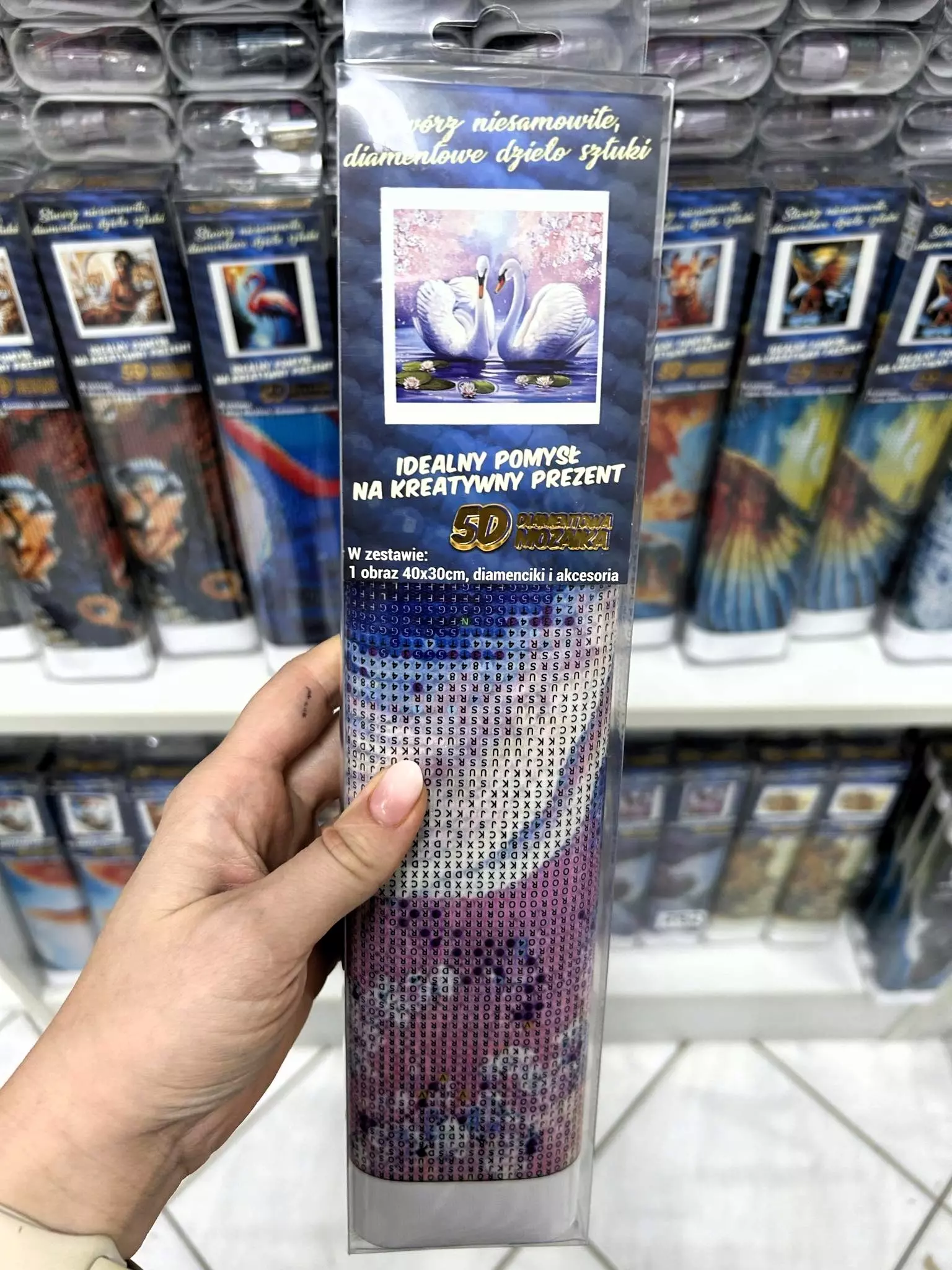 Haft Diamentowy Łabędzie Jezioro Lilia Diamond Paiting Mozaika Zestaw 5D - Zabawki