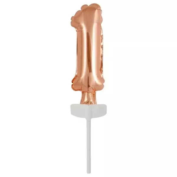 Balon foliowy mini cyfra 1 różowe złoto 4x12cm - Papiernicze i szkolne