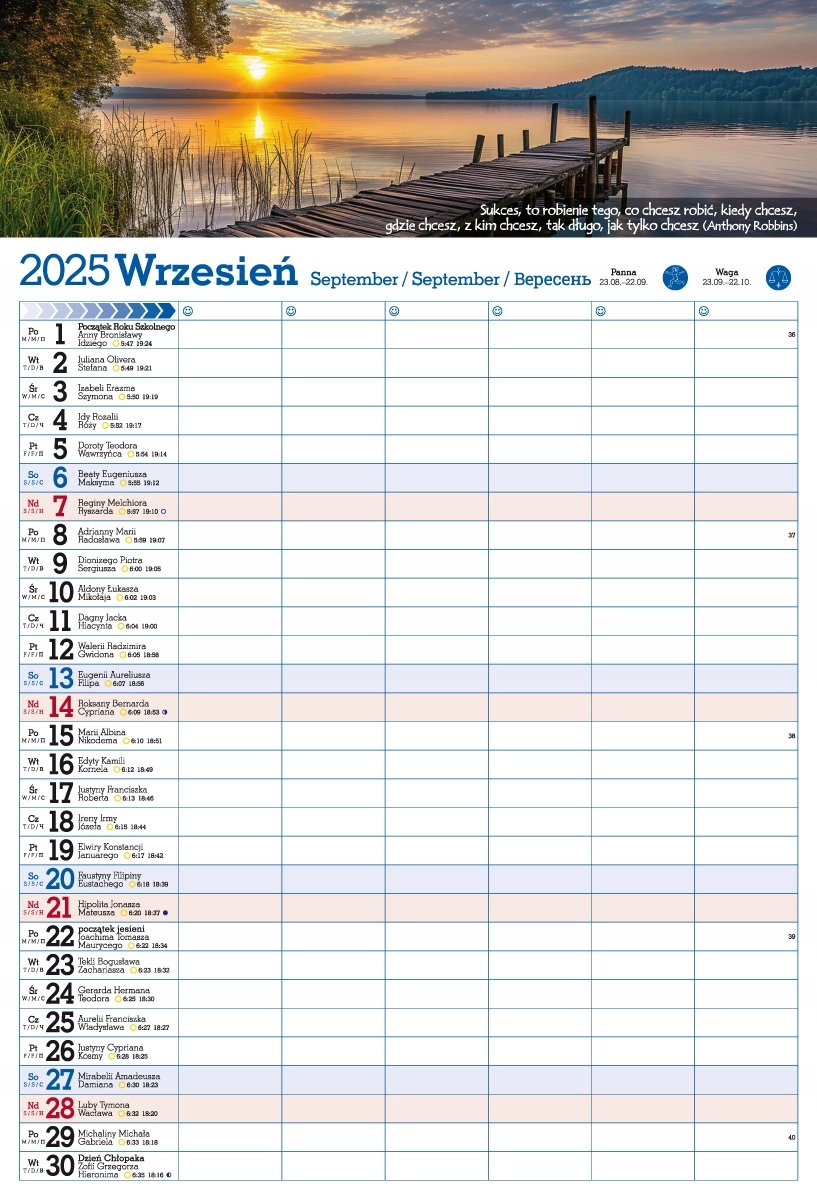 Kalendarz 2025 PLANER ścienny do notatek ORGANIZER - Książki
