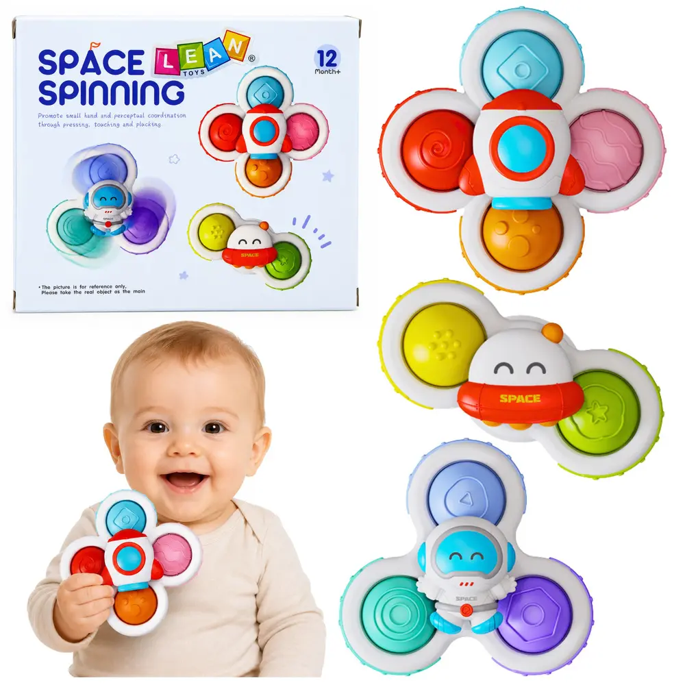 Spinnery sensoryczne z przyssawką Pop-It (3 sztuki) - Zabawki