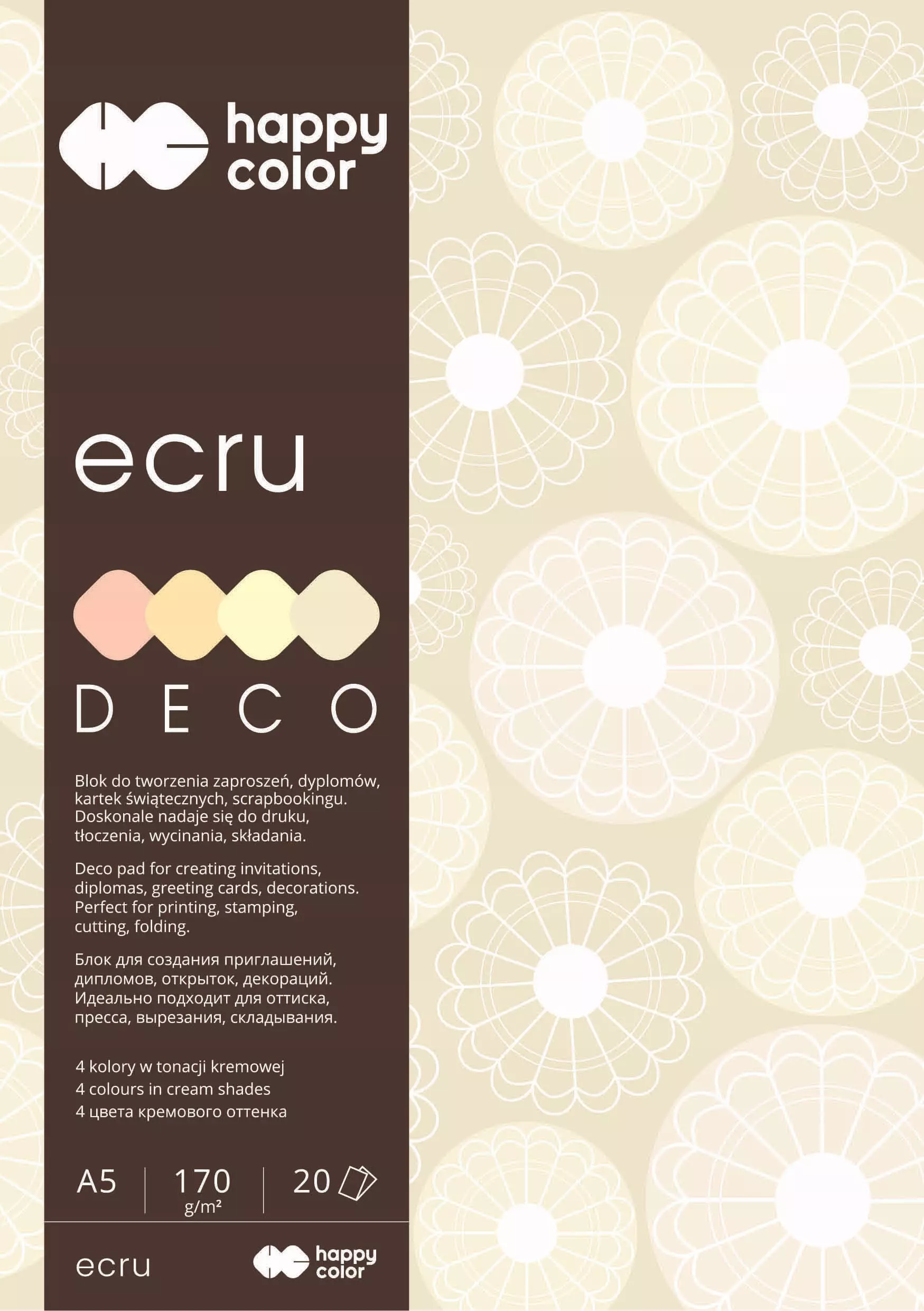Happy Color, blok Deco Ecru, format A5, 20 kartek - Papiernicze i szkolne