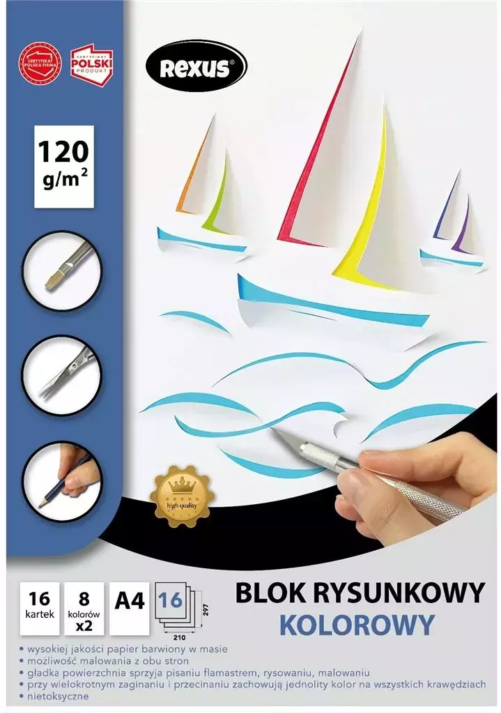 Blok rysunkowy A4/16K kolorowy barwiony - Papiernicze i szkolne