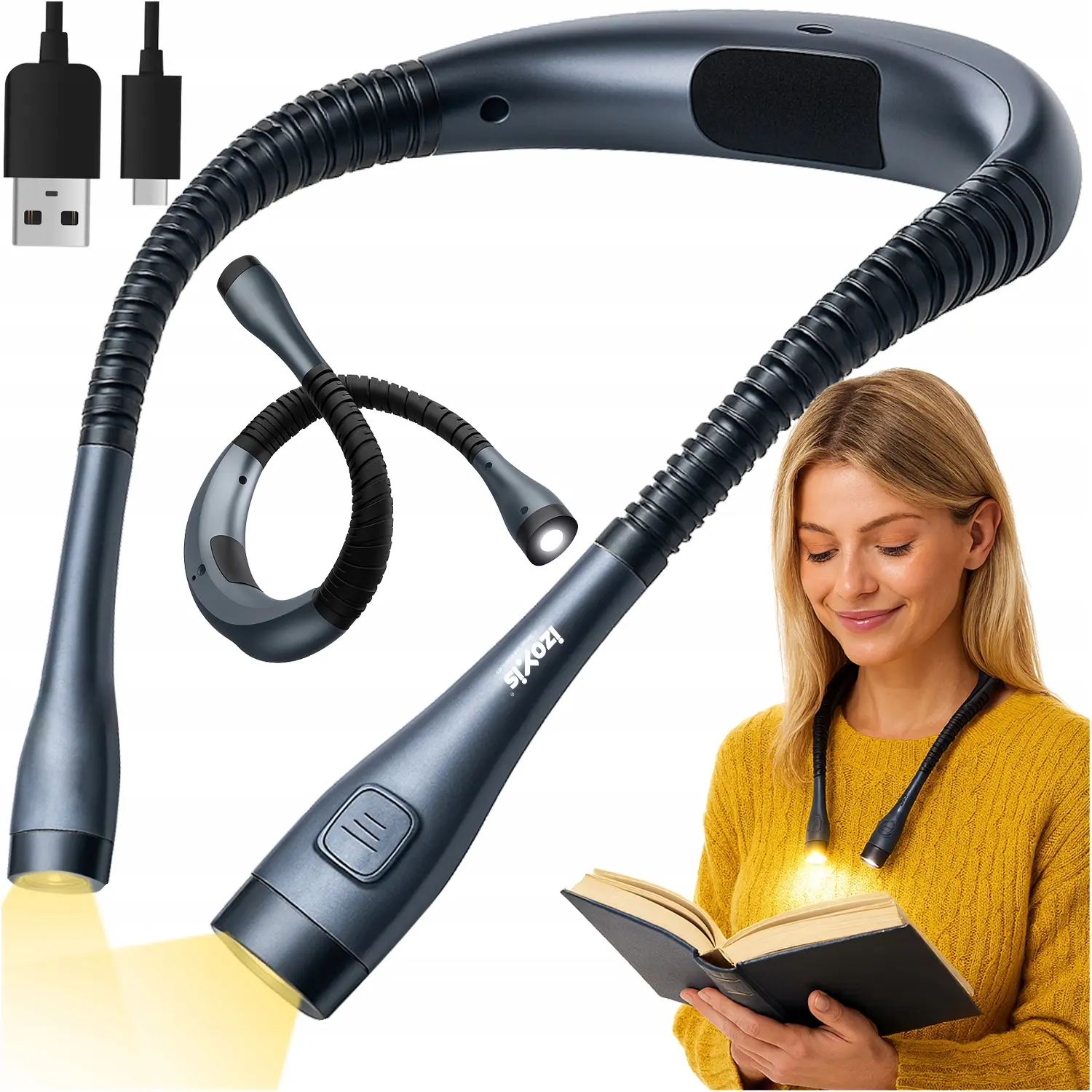 Lampka LED do czytania na szyję Izoxis 25675 - Dom i ogród