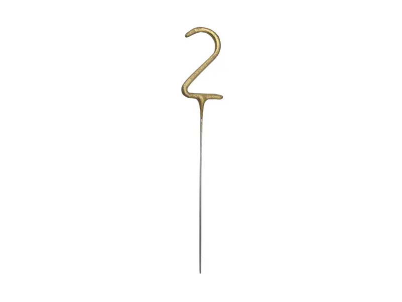 Zimne ognie Cyfra 2, złoty, 15cm - Impreza