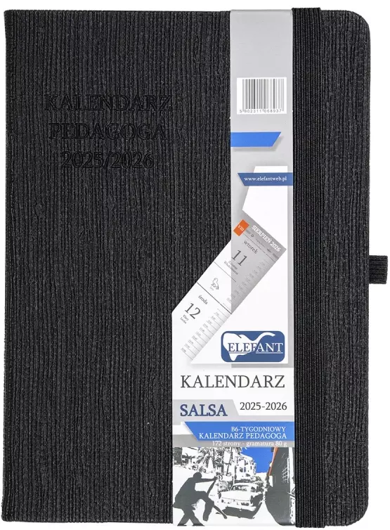 Kalendarz Pedagoga B6 2025-2026 Salsa, czarny - Książki