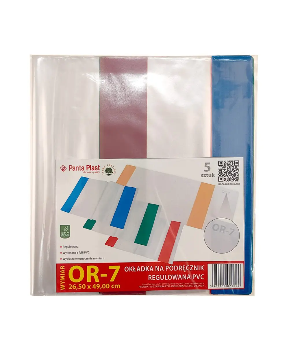 Okładki regulowane na podręczniki OR-7 26,5x49cm 5 sztuk - Papiernicze i szkolne
