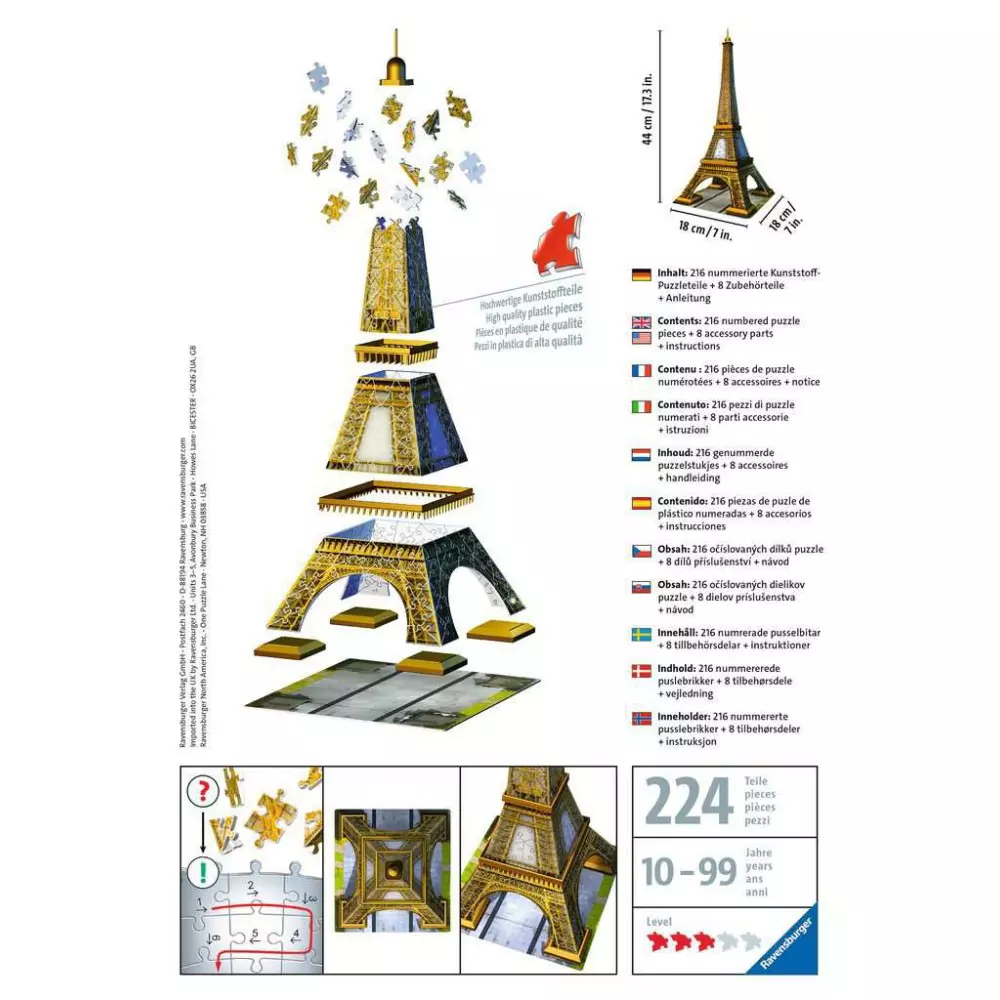 Puzzle 3D 216 elementów. Wieża Eiffla - Puzzle