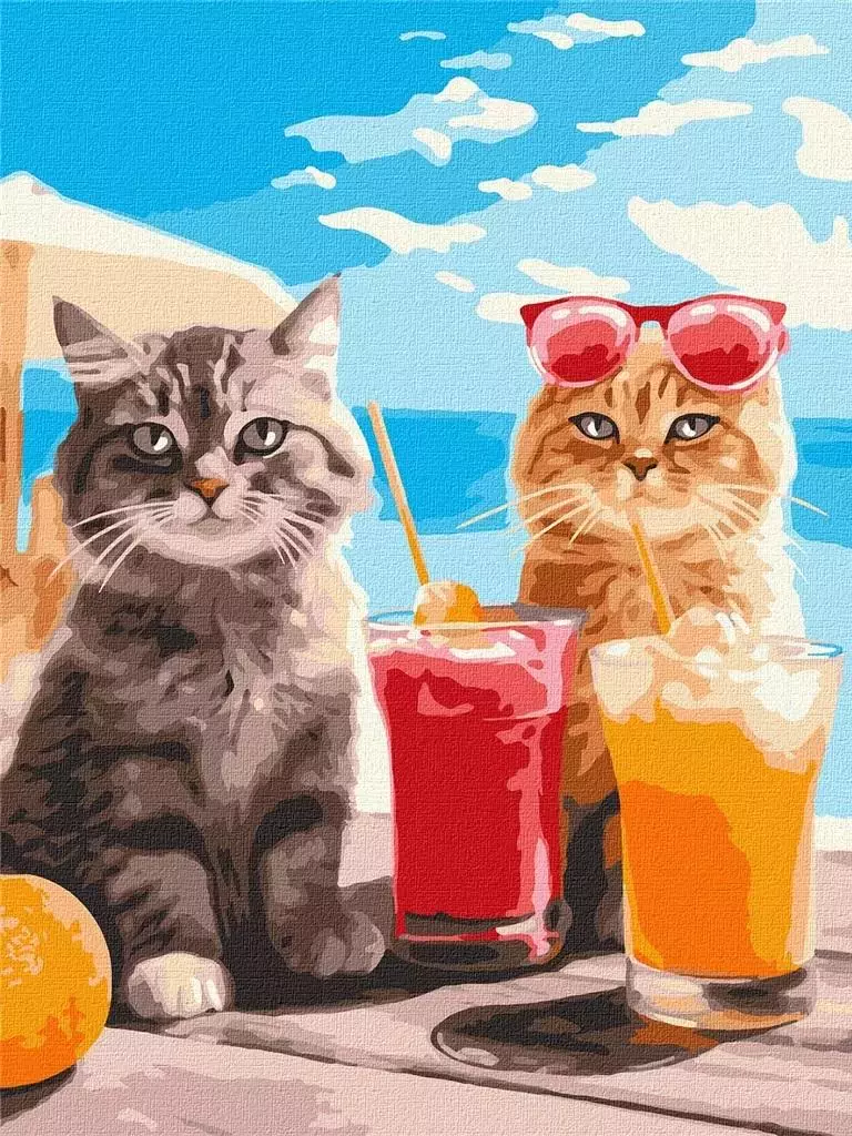 Malowanie po numerach - Koty na wakacjach 30x40cm - Papiernicze i szkolne