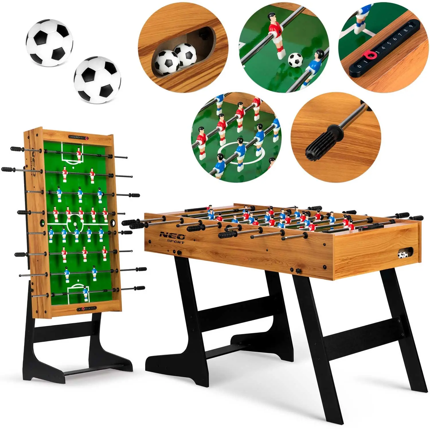 Stół do gry w piłkarzyki Neosport 121 x 61 x 80 cm NS-803 drewniana - Elektronika i akcesoria