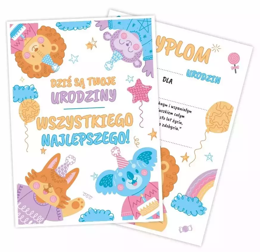 Dyplom A5 urodzinowy dwustronny 5szt - Papiernicze i szkolne