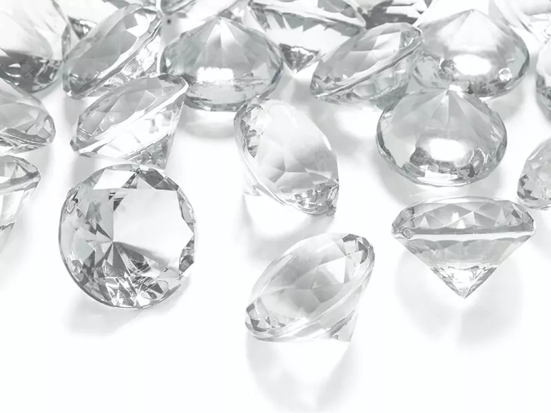 DIAMENTOWE KONFETTI bezbarwne kryształki 10szt 2cm - Impreza