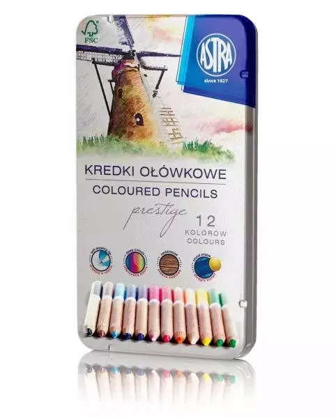 Kredki ołówkowe Prestige, 12 kolorów - Papiernicze i szkolne