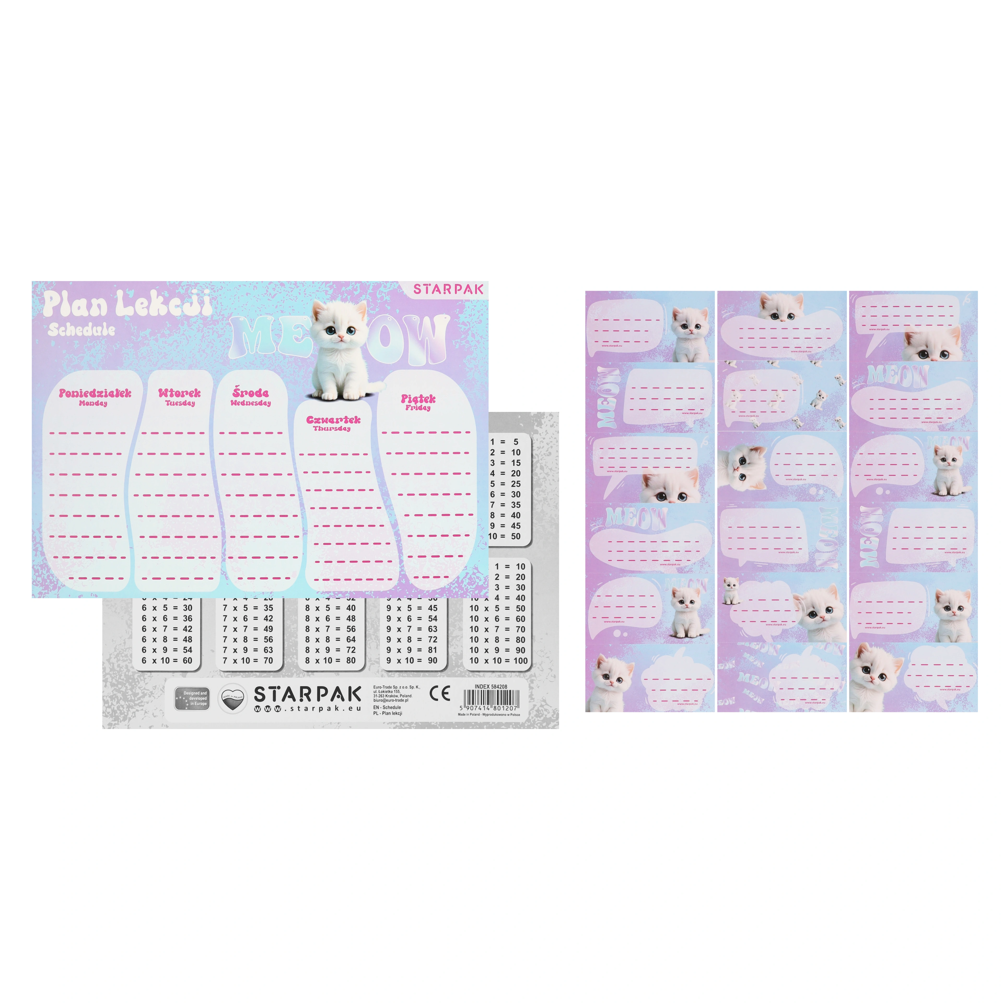 Plan Lekcji A5 z Naklejkami Na Zeszyt Cuties Starpak 591753 - Papiernicze i szkolne