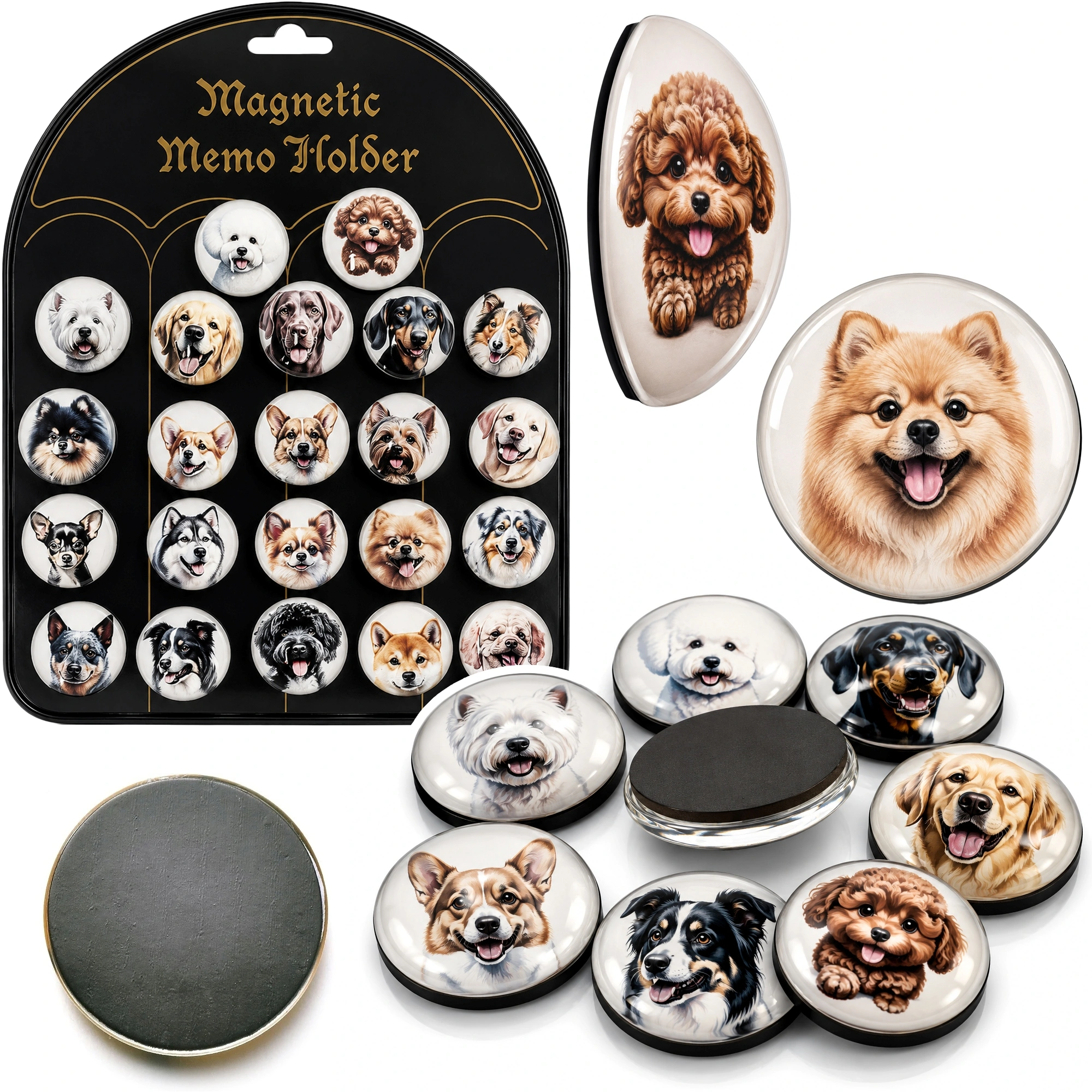 Magnesy szklane psy 4 cm 24 sztuki - Papiernicze i szkolne