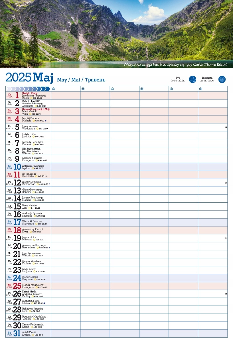 Kalendarz 2025 PLANER ścienny do notatek ORGANIZER - Książki