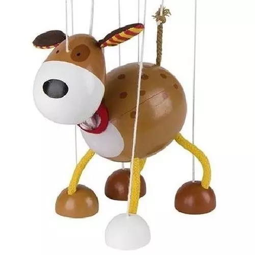 Drewniana marionetka pies - Zabawki