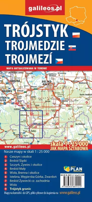 Trójstyk, mapa wodoodporna, 1 : 25 000 - Książki