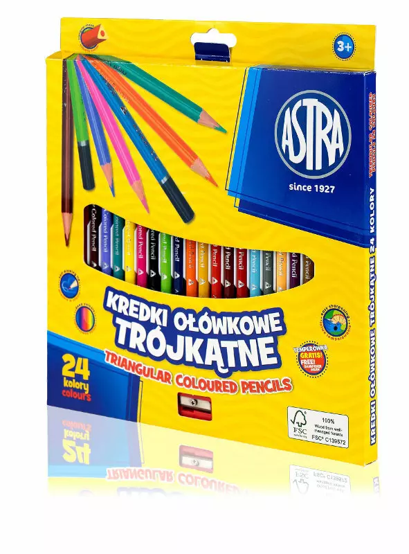 Kredki trójkątne 24 kolory Astra Vision - Papiernicze i szkolne